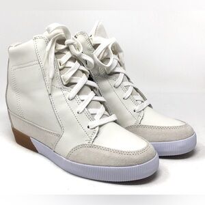 Sorel Out N About Wedge Lace-Up Bootie Sea Salt/Gum Sneakers, Size 8